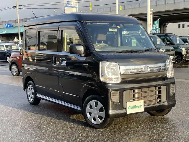 マツダ スクラム ワゴン PXターボ 石川県 2022(令4)年 2.7万km ブルーイッシュブラックパール3 ワンオーナー/ハイルーフ/ターボ/社外メモリーナビ/フルセグTV/バックカメラ/ETC/スマートキー/プッシュスタート/両側スライドドア/レーダーブレーキ/シートヒーター/保証書