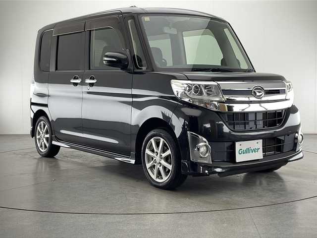 ダイハツ タント カスタム X 宮崎県 2014(平26)年 7.6万km ブラックマイカメタリック 純正メモリーナビ/　CD DVD BTオーディオ フルセグTV/左側パワースライドドア/オートライト/フォグライト/スマートキー/プッシュエンジンスタート/電動格納ミラー/純正フロアマット