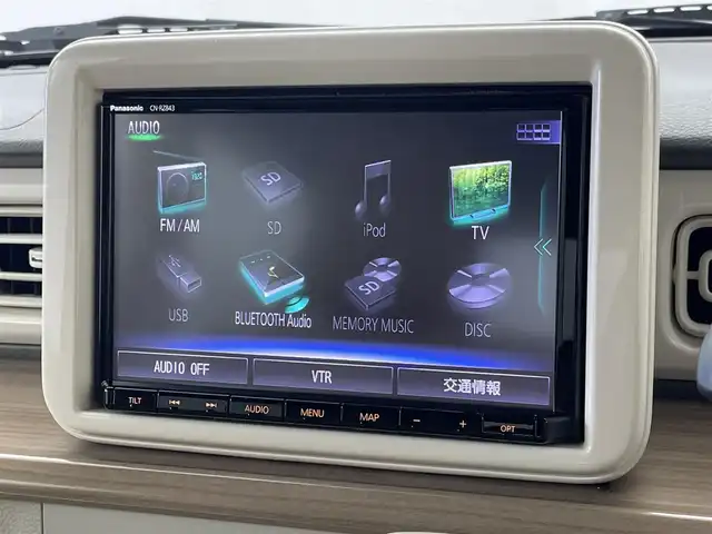 スズキ ラパン S 群馬県 2019(令1)年 4.2万km コフレピンクパールメタリック/ホワイト2トーンルーフ 社外８インチナビ　全方位モニター　ＨＩＤオートライト　シートヒーター　ステアリングリモコン　横滑り防止装置　コーナーセンサー　アイドリングストップ　ドライブレコーダー　スマートキー　禁煙車