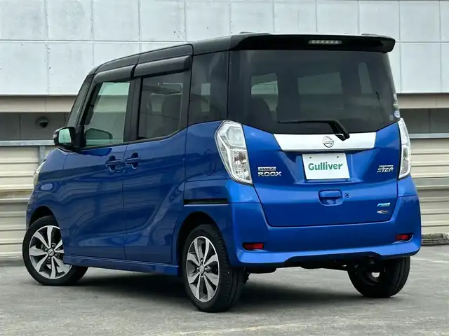 日産 デイズ ルークス HWS X Vセレクション 静岡県 2016(平28)年 2.2万km 青Ⅱ 青黒ツートーン色/エマージェンシーブレーキ/純正ＳＤナビ/ＴＶ/アラウンドビューカメラ/ＢＴオーディオ/ドラレコ/両側電動スライドドア/ＬＥＤヘッドライト/フォグランプ/純正フロアマット/純正１５ＡＷ