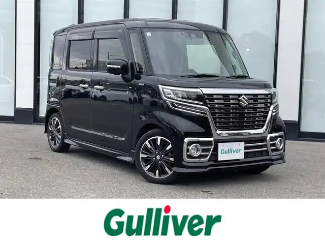 スズキ スペーシア カスタム HYBRID XS ターボ 大阪府 2021(令3)年 4.2万km ブルーイッシュブラックパール3 スズキセーフティーサポート　/純正8インチナビ　/ミュージックサーバー　/全方位カメラ　/両側電動パワースライドドア　/パドルシフト　/追従型クルーズコントロール　/シートヒーター　/HUD /ビルトインETC　/ドライブレコーダー