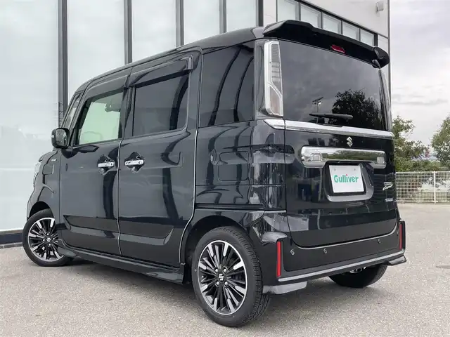 スズキ スペーシア カスタム HYBRID XS ターボ 大阪府 2021(令3)年 4.2万km ブルーイッシュブラックパール3 スズキセーフティーサポート　/純正8インチナビ　/ミュージックサーバー　/全方位カメラ　/両側電動パワースライドドア　/パドルシフト　/追従型クルーズコントロール　/シートヒーター　/HUD /ビルトインETC　/ドライブレコーダー