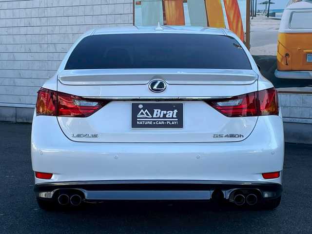 レクサス ＧＳ 450h Fスポーツ 滋賀県 2012(平24)年 8.8万km ホワイトパールクリスタルシャイン マークレビンソン/プリクラッシュセーフティ/ナイトビューカメラ/TRD4本出しマフラー/純正エアロ/サンルーフ/ブラウンレザーシート/前席エアシート＆ヒーター/前席パワーシート/パワートランク/メーカーナビ/バックカメラ/フルセグTV：DVD：CD：USB：AUX/デイライトフォグ/ハンドルヒーター/ビルトインETC/コーナーセンサー/オートサンシェード/オートハイビーム/パドルシフト/純正フロアマット/レーダークルーズコントロール/保証書・取扱説明書