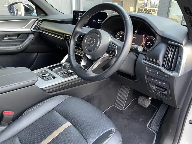 マツダ ＣＸ－６０ XD HV エクスクルーシブスポーツ 滋賀県 2022(令4)年 3.4万km ロジウムホワイトプレミアムメタリック 純正12.3インチナビ/Bluetooth/AppleCarPlay/AndoroidAuto/USB/フルセグ/レザーシート/BOSEサウンド/全方位カメラ/追従クルーズコントロール/クリアランスソナー/BSM/衝突軽減/ドラレコ（前後）/AC100V/4WD/ヒルディセントコントロール/電動パーキングブレーキ/オートブレーキホールド/パワーシート/ベンチレーション（D/N）/シートヒーター（全席）/ステアリングヒーター/ビルトインETC/パワーバックドア/パドルシフト/電動チルトステアリング/シートポジションメモリ/プッシュスタート/スマートキー/ステアリングリモコン/純正マット