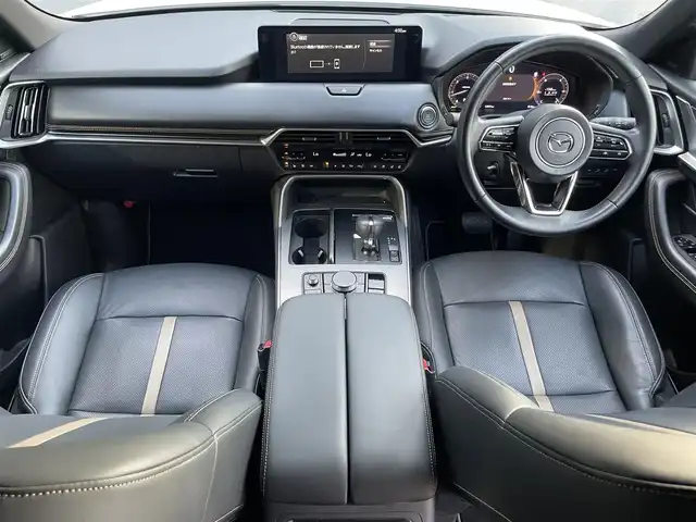 マツダ ＣＸ－６０ XD HV エクスクルーシブスポーツ 滋賀県 2022(令4)年 3.4万km ロジウムホワイトプレミアムメタリック 純正12.3インチナビ/Bluetooth/AppleCarPlay/AndoroidAuto/USB/フルセグ/レザーシート/BOSEサウンド/全方位カメラ/追従クルーズコントロール/クリアランスソナー/BSM/衝突軽減/ドラレコ（前後）/AC100V/4WD/ヒルディセントコントロール/電動パーキングブレーキ/オートブレーキホールド/パワーシート/ベンチレーション（D/N）/シートヒーター（全席）/ステアリングヒーター/ビルトインETC/パワーバックドア/パドルシフト/電動チルトステアリング/シートポジションメモリ/プッシュスタート/スマートキー/ステアリングリモコン/純正マット
