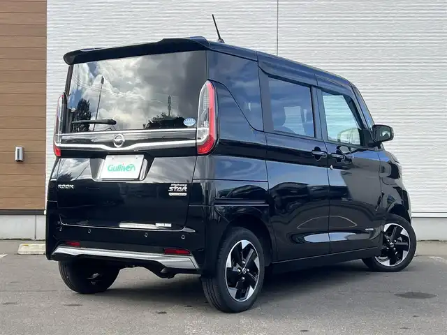 日産 ルークス HWS X プロパイロットED 秋田県 2021(令3)年 2.6万km ブラック ４WD/インテリジェントエマージェンシーブレーキ/プロパイロット/両側パワースライドドア/ハンズフリーオートスライドドア/LEDヘッドライト/純正メモリナビ（CD/BT)/フルセグ/アラウンドビューモニター/日産純正１４インチアルミ（夏タイヤ装着）/スマートキー/アイドリングストップ/プッシュスタート/インテリジェントクルーズコントロール追従走行有/コーナーセンサー/車線逸脱防止支援システム/ステアリングスイッチ/前席シートヒーター/電動パーキングブレーキ/オートブレーキホールド機能/純正フロアマット/純正ドアバイザー/オートライト/オートエアコン/パワーステアリング/パワーウィンドウ/横滑り防止/盗難防止装置/寒冷地仕様/電動格納ウィンカーミラー