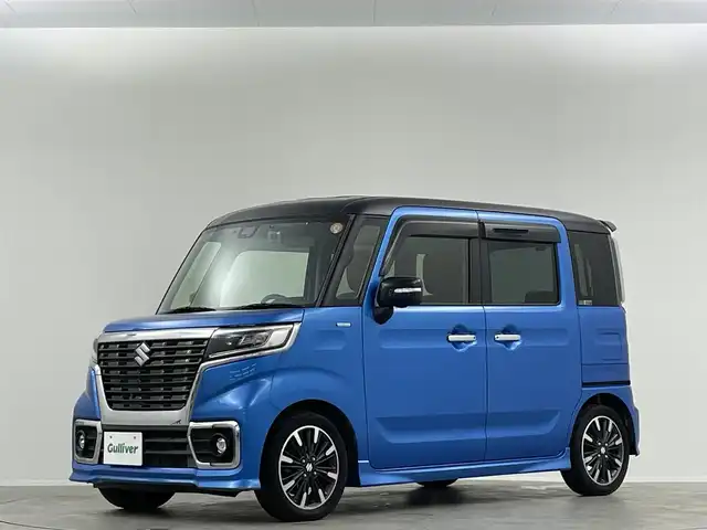 スズキ スペーシア カスタム HYBRID XS ターボ 埼玉県 2018(平30)年 7.2万km ブリスクブルーメタリック/ブラック2トーンルーフ 純正8型ナビ アラウンドビューモニター Bluetooth クルーズコントロール 両側パワースライドドア シートヒーター ハーフレザーシート コーナーセンサー オートハイビーム 前後ドラレコ ETC