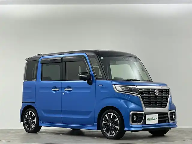 スズキ スペーシア カスタム HYBRID XS ターボ 埼玉県 2018(平30)年 7.2万km ブリスクブルーメタリック/ブラック2トーンルーフ 純正8型ナビ アラウンドビューモニター Bluetooth クルーズコントロール 両側パワースライドドア シートヒーター ハーフレザーシート コーナーセンサー オートハイビーム 前後ドラレコ ETC