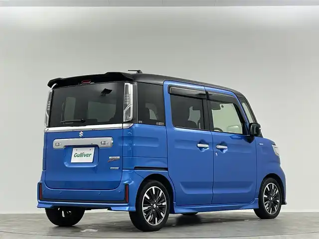 スズキ スペーシア カスタム HYBRID XS ターボ 埼玉県 2018(平30)年 7.2万km ブリスクブルーメタリック/ブラック2トーンルーフ 純正8型ナビ アラウンドビューモニター Bluetooth クルーズコントロール 両側パワースライドドア シートヒーター ハーフレザーシート コーナーセンサー オートハイビーム 前後ドラレコ ETC