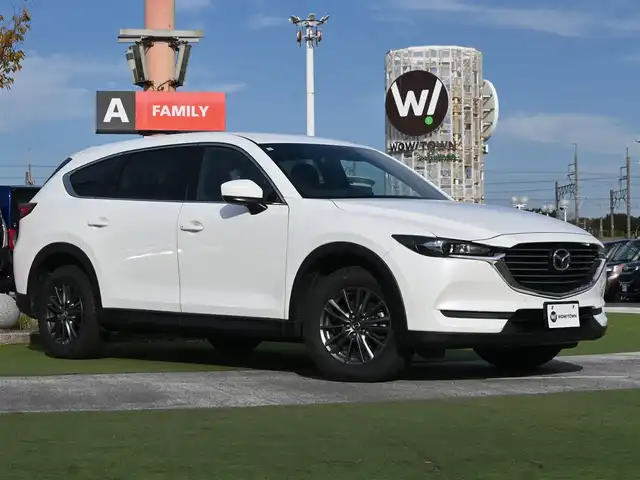 マツダ ＣＸ－８ 25S 千葉県 2019(平31)年 5.4万km スノーフレイクホワイトパールマイカ スマートシティブレーキサポート/ブラインドスポットモニター/レーンキープ・アシスト・システム/純正SDナビ/地デジTV/【DVD/CD再生機能　Bluetooth接続】/サイド/バックカメラ/革巻きステアリング/ETC/LEDヘッドライト/ウインカーミラー/コーナーセンサー/純正17インチアルミホイル/サイド/カーテンエアバッグ/アドバンストキーレスエントリー