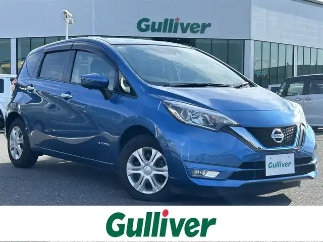 日産 ノート e－パワー X 島根県 2016(平28)年 6.2万km シャイニングブルー 登録時走行距離　61433km/純正SDナビ(Bluetooth/CD/DVD)/フルセグテレビ/全周囲カメラ/デジタルインナーミラー/レーンキープアシスト/衝突被害軽減ブレーキ/LEDヘッドライト/オートライト/横滑り防止装置/パワーウィンドウ/パワーステアリング/ABS/ドアバイザー/純正フロアマット/前後ドライブレコーダー/スペアキー/ETC/純正14インチアルミホイール
