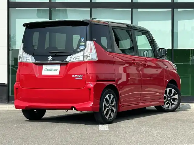 スズキ ソリオ バンディット HV MV Dカメラ ブレーキS 和歌山県 2016(平28)年 4.5万km ファーベントレッド/スーパーブラックパール 純正8インチナビ/フルセグTV/Bluetooth/CD/DVD/USB/バックカメラ/ETC/TVキャンセラー/デュアルカメラブレーキサポート/車線逸脱防止機能/クルーズコントロール/左側パワースライドドア/運転席シートヒーター/アイドリングストップ/ステアリングスイッチ/リアドアサンシェード/シートバックテーブル/LEDヘッドライト/フォグランプ/オートライト/純正15インチAW/プッシュスタート/スマートキー