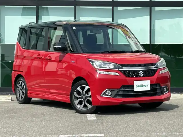 スズキ ソリオ バンディット HV MV Dカメラ ブレーキS 和歌山県 2016(平28)年 4.5万km ファーベントレッド/スーパーブラックパール 純正8インチナビ/フルセグTV/Bluetooth/CD/DVD/USB/バックカメラ/ETC/TVキャンセラー/デュアルカメラブレーキサポート/車線逸脱防止機能/クルーズコントロール/左側パワースライドドア/運転席シートヒーター/アイドリングストップ/ステアリングスイッチ/リアドアサンシェード/シートバックテーブル/LEDヘッドライト/フォグランプ/オートライト/純正15インチAW/プッシュスタート/スマートキー