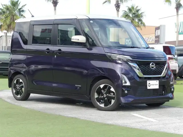 日産 ルークス HWS X プロパイロットED 千葉県 2021(令3)年 5.3万km アメジストパープル/フローズンバニラパール 2トーン エマージェンシーブレーキ/プロパイロット/インテリジェントクルーズコントロール/ハンズフリー両側パワースライドドア/純正SDナビ/地デジTV/【DVD/CD再生機能　Bluetooth接続】/アラウンドビューモニター/前席シートヒーター/ドライブレコーダー/ステアリングスイッチ/ETC/LEDヘッドライト/フォグライト/ウインカーミラー/コーナーセンサー/純正14インチアルミホイル/サイド/カーテンエアバッグ/インテリジェントキー