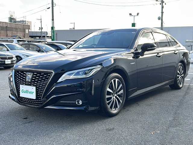 トヨタ クラウン ハイブリッド G 鳥取県 2018(平30)年 5.1万km ブラック セーフティパッケージ/トヨタセーフティセンス/メーカーナビ/・フルセグ/Bluetooth/CD/DVD/全方位モニター/デジタルインナーミラー/前後ドライブレコーダー/スマートキー/プッシュスタート/ビルトインETC2.0/ALLAUTOエアコン/レーダークルーズコントロール/ブラインドスポットモニター/パワーシート/シートヒーター/オートマチックハイビーム/LEDヘッドライト/オートライト/ヘッドアップディスプレイ/W&サイドエアバック/カーテンエアバック