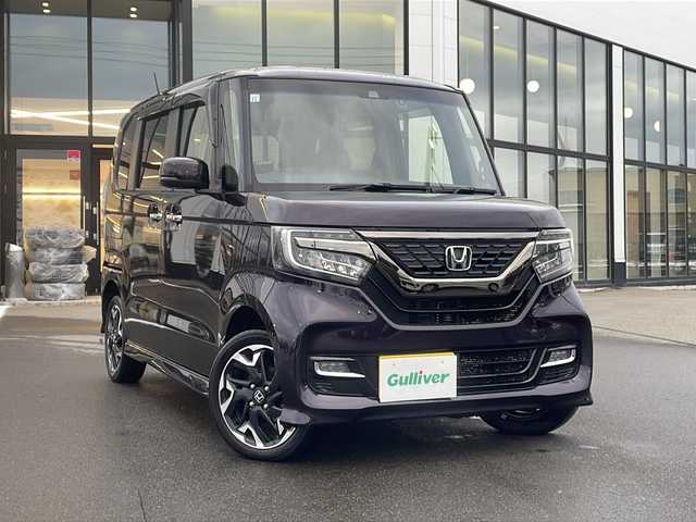 ホンダ Ｎ ＢＯＸ カスタム G L ターボ ホンダセンシング 青森県 2017(平29)年 7.8万km プレミアムベルベットパープル・パール ・4WD/・純正OPナビ/・バックカメラ/・フルセグ/CD/DVD/BT/・社外フリップダウンモニター/・両側パワースライドドア/・衝突軽減ブレーキ/・レーンキープアシスト/・追従型クルーズコントロール/・電子式パーキングブレーキ/・D＋N席シートヒーター/・オートマチックハイビーム/・パドルシフト/・純正ドライブレコーダー/・純正ETC/・社外AW冬タイヤ積込/・純正AW15インチ/・保証書・取説