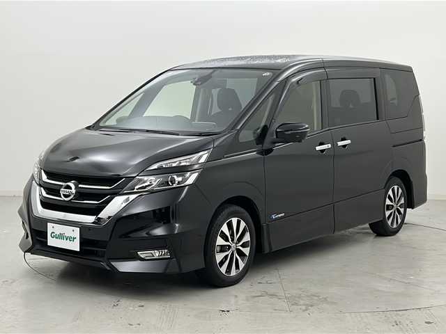 日産 セレナ ハイウェイスターVセレクションⅡ 宮城県 2017(平29)年 6.2万km ダイヤモンドブラック 禁煙車/プロパイロット/エマージェンシーブレーキ/車線逸脱警報/アラウンドビューモニター/パーキングアシスト/純正フリップダウンモニター/純正9インチナビ/・CD.DVD.SD.BT/フルセグTV/両側パワースライドドア/純正ドライブレコーダー（F）/ビルトインETC/アイドリングストップ/横滑り防止装置/LEDヘッドライト/フォグランプ/プッシュスタート/スマートキー/電動パーキングブレーキ/オートホールド/純正16インチアルミホイール/純正フロアマット/後席ロールサンシェード/シートバックテーブル