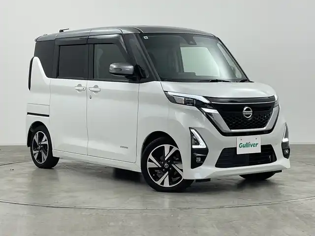 日産 ルークス HWS Gターボ プロパイロットED 群馬県 2021(令3)年 2.6万km チタニウムグレーM/シルキーホワイト 純正ナビ　全周囲カメラ　アダプティブクルーズコントロール　両側電動スライドドア　アイドリングストップ　レザーステアリング　衝突被害軽減ブレーキ　レーンキープアシスト　電動サイドブレーキ　禁煙車