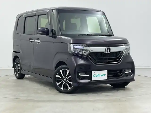 ホンダ Ｎ ＢＯＸ カスタム G EX 新潟県 2017(平29)年 6.5万km プレミアムベルベットパープル・パール ナビ装着スペシャルパッケージ/片側パワースライドドア/専用Gathers8型ナビ(CD/DVD/BT/SD/AM/FM/AppleCarPlay/AndroidAuto)/バックカメラ/革巻きステアリング/ステアリングスイッチ/ビルドインETC/前方ドライブレコーダー(CRV-220D)/前席シートヒーター/純正フロアマット/純正AW/ロールサンシェード/プッシュスタート/スマートキー
