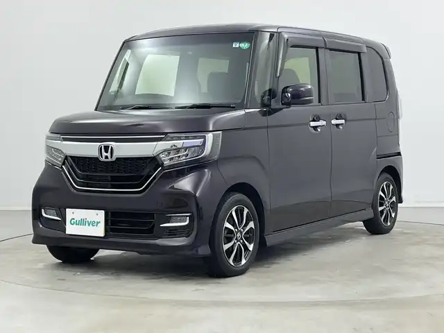 ホンダ Ｎ ＢＯＸ カスタム G EX 新潟県 2017(平29)年 6.5万km プレミアムベルベットパープル・パール ナビ装着スペシャルパッケージ/片側パワースライドドア/専用Gathers8型ナビ(CD/DVD/BT/SD/AM/FM/AppleCarPlay/AndroidAuto)/バックカメラ/革巻きステアリング/ステアリングスイッチ/ビルドインETC/前方ドライブレコーダー(CRV-220D)/前席シートヒーター/純正フロアマット/純正AW/ロールサンシェード/プッシュスタート/スマートキー
