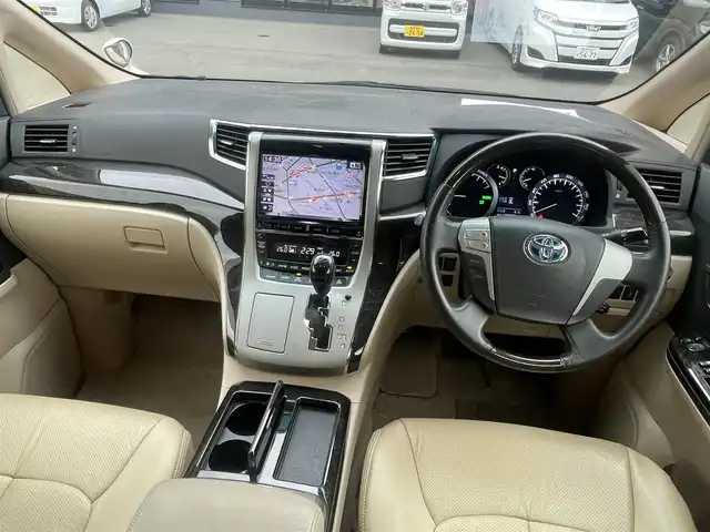トヨタ アルファードハイブリット X 長野県 2012(平24)年 10.9万km ゴールドパールクリスタルシャイン ALPINEナビ/ALPINEフリップダウンモニター/ＣＤ・ＤＶＤ再生/Bluetooth Audio/バックカメラ/両側パワースライドドア/スマートキー/プッシュスタート/HIDライト/オートライト/革調シートカバー/前後ドライブレコーダー/ETC/コーナーセンサー/クルーズコントロール