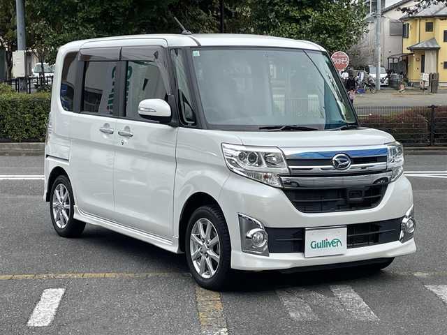 ダイハツ タント カスタム X SA 宮城県 2013(平25)年 6万km パールホワイトⅢ スマートアシスト/アイドリングストップ/パワースライドドア(助手席側)/LEDヘッドライト/オートライト/純正メモリナビ/CD/ワンセグ/バックカメラ/ETC車載器/スマートキー