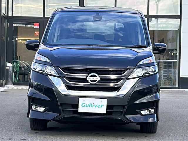 日産 セレナ ハイウェイスター 青森県 2017(平29)年 7.8万km ダイヤモンドブラック ・4WD/・純正9インチナビ/・純正フリップダウンモニター/・フルセグ/・Bluetooth/・エンジンスターター/・両側パワースライドドア/・衝突軽減ブレーキ/・レーンキープアシスト/・レーダークルーズコントロール/・プッシュスタート/・スマートキー/・ETC/・純正15AW/・純正LEDヘッドライト/・純正フォグライト