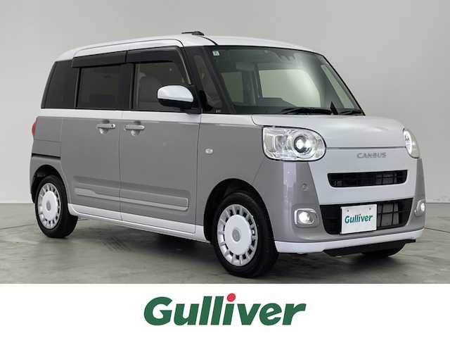 ダイハツ ムーヴ キャンバス ストライプス G 埼玉県 2024(令6)年 0.4万km シャイニングホワイトパール/スムーズグレーマイカメタリック スマートアシスト/・衝突回避支援ブレーキ/・車線逸脱抑制制御機能/・車線逸脱警報/・標識認識機能/社外ALPINEHDDナビ【VIE-X08V】/・CD/DVD/MSV/Bluetooth/フルセグ/バックカメラ/社外ALPINE後席モニター【パッケージ-M900C】/両後パワースライドドア/スマートキー/前後コーナーセンサー/オートブレーキホールド/純正LEDヘッドライト/フォグランプ/ドアバイザー/社外前後ドライブレコーダー/社外ETC/サイド＆カーテンエアバッグ
