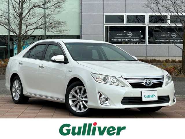 トヨタ カムリ ハイブリット Gパッケージ 福島県 2013(平25)年 7.3万km ホワイトパールクリスタルシャイン 純正ナビゲーション/【CD/DVD/SD/Bluetooth/TV】/バックカメラ/ビルトインETC/クルーズコントロール/運転席電動シート/HIDオートライト/純正フロアマット/純正ドアバイザー