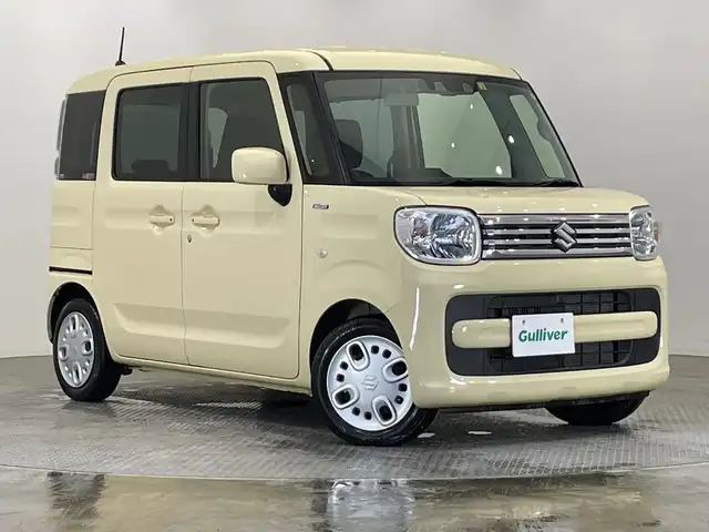 スズキ スペーシア HYBRID X 栃木県 2023(令5)年 0.4万km シフォンアイボリーM デュアルセンサーブレーキサポート2/コーナーセンサー/両側パワースライドドア/シートヒーター/禁煙車/オートライト/横滑り防止装置/スマートキー/プッシュスタート/アイドリングストップ/電動格納ミラー/社外フロアマット