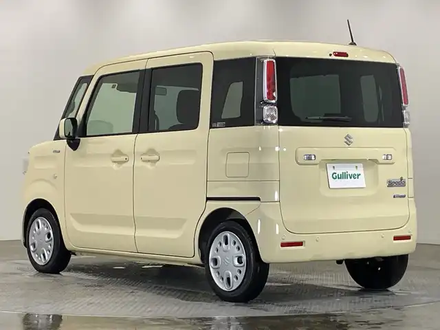 スズキ スペーシア HYBRID X 栃木県 2023(令5)年 0.4万km シフォンアイボリーM デュアルセンサーブレーキサポート2/コーナーセンサー/両側パワースライドドア/シートヒーター/禁煙車/オートライト/横滑り防止装置/スマートキー/プッシュスタート/アイドリングストップ/電動格納ミラー/社外フロアマット