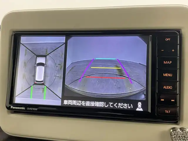 スズキ ラパン モード 岡山県 2021(令3)年 2.4万km ブルーイッシュブラックパール3 純正ナビ/CN-RZ765W/（CD/DVD/BT/TV)/全方位カメラ/ドライブレコーダー/LEDヘッドライト/オートライト/ビルトインETC/シートヒーター/レーダーブレーキサポート/USB