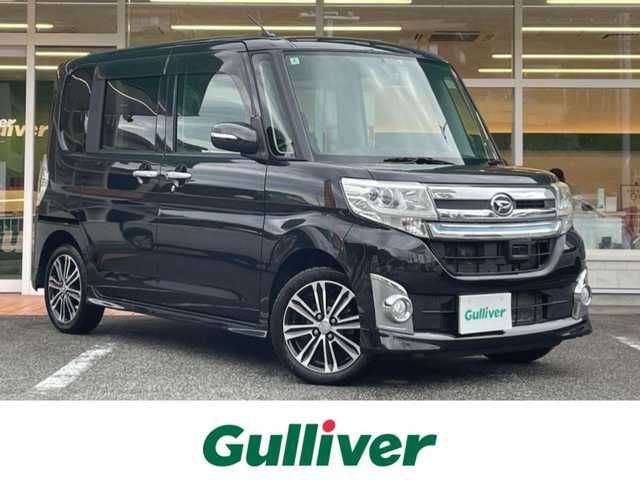 ダイハツ タント カスタム RS SA 岐阜県 2014(平26)年 10.3万km ブラックマイカメタリック ワンオーナー/４WD/純正ナビ(AM/FM/TV/DVD/Bluetooth)/フリップダウンモニター/両側パワースライドドア/スマートアシスト/バックカメラ/ドライブレコーダー前後/プッシュスタート/スマートキー/ETC/LEDヘッドライト/純正アルミホイール/スペアキー/保証書/取扱説明書