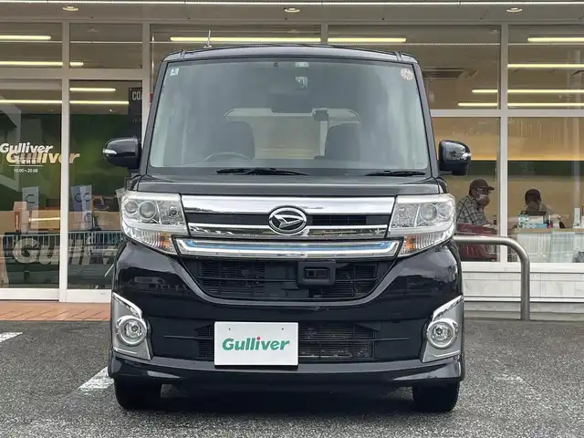 ダイハツ タント カスタム RS SA 岐阜県 2014(平26)年 10.3万km ブラックマイカメタリック ワンオーナー/４WD/純正ナビ(AM/FM/TV/DVD/Bluetooth)/フリップダウンモニター/両側パワースライドドア/スマートアシスト/バックカメラ/ドライブレコーダー前後/プッシュスタート/スマートキー/ETC/LEDヘッドライト/純正アルミホイール/スペアキー/保証書/取扱説明書