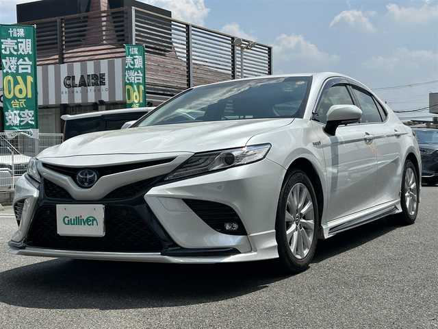 トヨタ カムリ WS 奈良県 2019(平31)年 4.4万km プラチナホワイトパールマイカ 1オーナー/TRDエアロ/純正メーカーナビ/BT/TV/CD/USB/SD//電動リアゲート/コーナーセンサー/レーンキープアシスト/横滑り防止装置/ドラレコ/ETC2.0/バックカメラ/パドルシフト/モード切替/TRDリニアスロットルシステム/MTモード付AT/エンジンスターター・スペアキー付/保証書・取説付