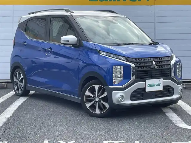 三菱 ｅＫクロス T 埼玉県 2019(平31)年 10.9万km ライトニングブルーマイカ/スターリングシルバーメタリック 社外ナビ/ブルートゥース/前後クリアランスソナー/スマートキー/プッシュスタート/純正アルミ/シートヒーター