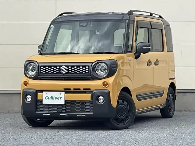 スズキ スペーシア ギア HYBRID XZターボ 茨城県 2019(平31)年 3.9万km アクティブイエロー/ガンメタリック2トーン 純正ディーラーOPナビ/　(AM/FM/SD/DVD/Bluetooth)/フルセグ/全方位カメラ/ETC/ドライブレコーダー/両側パワースライドドア/USB入力端子/ルーフレール/スマートキー/シートヒーター/クルーズコントロール/後方コーナーセンサー/レーンキープアシスト/横滑り防止機能/LEDヘッドライト/オートライト/純正アルミホイール/純正フロアマット