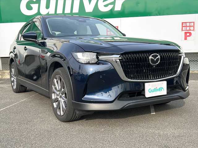 マツダ ＣＸ－６０ 25S エクスクルーシブモード 福島県 2023(令5)年 1.9万km ディープクリスタルブルーマイカ サンルーフ/レザーシート/純正メモリナビ＆フルセグＴＶ/（ＳＤ＆ＵＳＢ＆ＢＴ）/アラウンドビューカメラ/衝突軽減ブレーキ/レーダークルーズコントロール/レーンキープアシスト/ＥＴＣ/純正２０inアルミホイール/オートライト/ＬＥＤライト/オートハイビーム/ウィンカーミラー/電動格納ミラー/スマートキー/プッシュスタート/Ｗ＋サイドエアバッグ/横滑り防止装置/ＡＢＳ/ドアバイザー/純正フロアマット/新車保証書/取扱説明書
