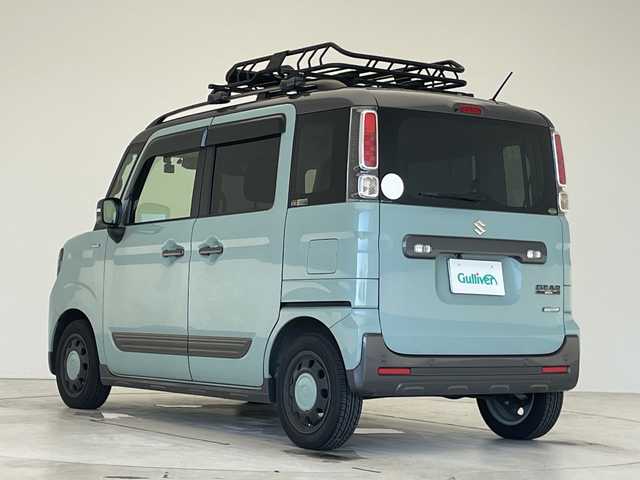 スズキ スペーシア ギア HYBRID XZ 愛知県 2021(令3)年 4.7万km オフブルーメタリック/ガンメタリック2トーンルーフ 衝突被害軽減システム/純正7インチSDナビ（あり）/両側パワースライドドア/レーダークルーズコントロール/シートヒーター/フルセグTV/CD DVD/Bluetooth/バックカメラ/コーナーセンサー/ルーフレール/LEDヘッドライト/ドライブレコーダー/ETC/ステアリングスイッチ/スマートキー/プッシュスタート/ルーフキャリア