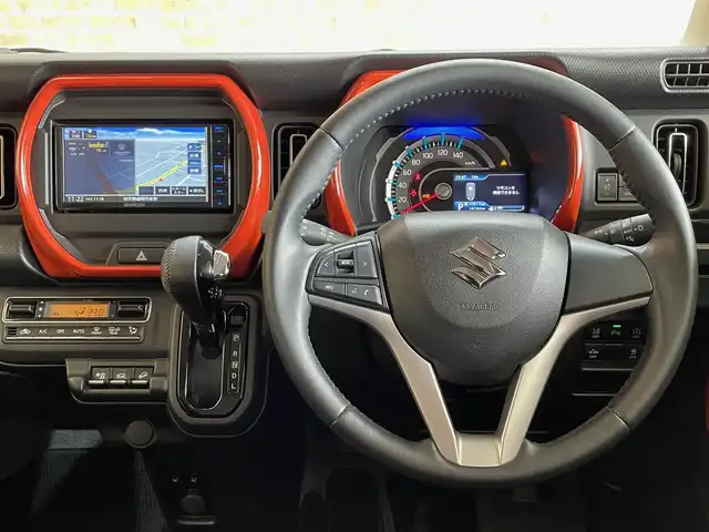 スズキ ハスラー HYBRID X 岩手県 2020(令2)年 1.9万km バーミリオンオレンジ/ガンメタリック2トーン ワンオーナー/４WD/スズキセーフティサポート/デュアルカメラブレーキサポート/車線逸脱警報/誤発進抑制機能/標識認識機能/後退時ブレーキアシスト/ハイビームアシスト/リヤパーキングセンサー/ヒルディセントコントロール/グリップコントロール/スノーモード/横滑り防止装置/アイドリングストップ/KENWOODナビ/（CD/DVD/フルセグ/SD/Bluetooth）/ステアリングスイッチ/バックカメラ/ドライブレコーダー/LEDヘッドライト/LEDフォグランプ/純正15インチアルミホイール