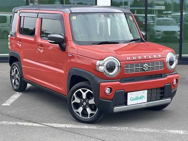スズキ ハスラー HYBRID X 道東・釧路十勝 2020(令2)年 1.9万km バーミリオンオレンジ/ガンメタリック2トーン ・ワンオーナー/・４WD/・KENWOODナビ/（CD/DVD/フルセグ/SD/Bluetooth）/・バックカメラ/・ドライブレコーダー/・スズキセーフティサポート/・デュアルカメラブレーキサポート/・車線逸脱警報/・誤発進抑制機能/・標識認識機能/・後退時ブレーキアシスト/・ハイビームアシスト/・リヤパーキングセンサー/・ヒルディセントコントロール/・グリップコントロール/・スノーモード/・横滑り防止装置/・アイドリングストップ/・ステアリングスイッチ/・LEDヘッドライト/・LEDフォグランプ/・純正15インチアルミホイール