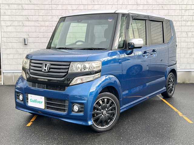 ホンダ Ｎ ＢＯＸ ターボ SSパッケージ 茨城県 2015(平27)年 8万km プレミアムダイナミックブルーパール 社外SDナビ　BT/CD/DVD/ワンセグ/バックカメラ/両側パワースライドドア/クルコン/パドルシフト/HIDオートライト/前後ドライブレコーダー/純正15インチアルミホイール/スマートキー/ETC