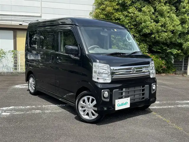 スズキ エブリィ ワゴン PZターボ 静岡県 2022(令4)年 1.8万km ブルーイッシュブラックパール3 ワンオーナー/ハイルーフ/スズキセーフティサポート/・ステレオカメラ/・デュアルカメラブレーキサポート/・誤発進抑制機能/・車線逸脱警報/・ふらつき警報/・先行者発進お知らせ機能/・ハイビームアシスト/・超音波センサー/・後退時ブレーキサポート/・後方誤発進抑制機能/・リヤパーキングセンサー/社外CDオーディオ（ケンウッド：U330BTH)/左側パワースライドドア/D席シートヒーター/スマートキー（スペア有り）/プッシュスタート/HIDヘッドライト/フォグランプ/電動格納ミラー/フロアマット/ドアバイザー/取説・保証書
