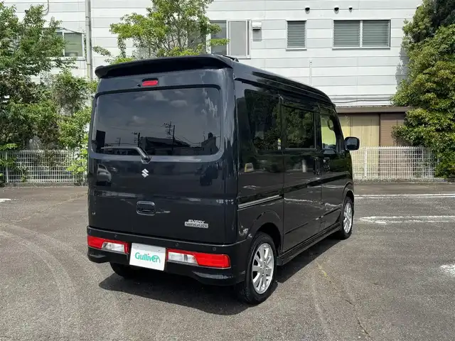 スズキ エブリィ ワゴン PZターボ 静岡県 2022(令4)年 1.8万km ブルーイッシュブラックパール3 ワンオーナー/ハイルーフ/スズキセーフティサポート/・ステレオカメラ/・デュアルカメラブレーキサポート/・誤発進抑制機能/・車線逸脱警報/・ふらつき警報/・先行者発進お知らせ機能/・ハイビームアシスト/・超音波センサー/・後退時ブレーキサポート/・後方誤発進抑制機能/・リヤパーキングセンサー/社外CDオーディオ（ケンウッド：U330BTH)/左側パワースライドドア/D席シートヒーター/スマートキー（スペア有り）/プッシュスタート/HIDヘッドライト/フォグランプ/電動格納ミラー/フロアマット/ドアバイザー/取説・保証書