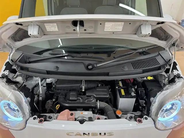 ダイハツ ムーヴ キャンバス ストライプス G 群馬県 2023(令5)年 2.2万km シャイニングホワイトパール/アプリコットピンクメタリック ワンオーナー/スマートアシスト/　・衝突回避支援/　・認識支援/　・駐車支援/純正ナビ/　（AM/FM/CD/DVD/BT/USB）/フルセグTV/バックカメラ/両側パワスラ/USB口×1/前席シートヒーター/オートブレーキホールド/アイドリングストップ/ステアリングスイッチ/ホッとカップホルダー/前方ドライブレコ―ダー/スマートキー/プッシュスタート