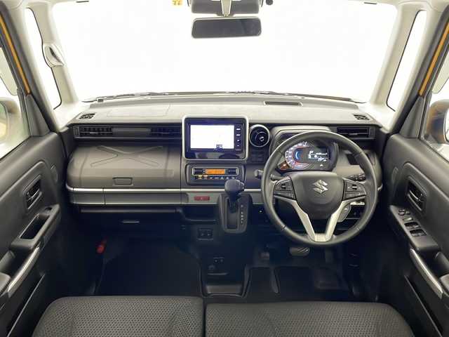 スズキ スペーシア ギア HYBRID XZ 宮崎県 2022(令4)年 4.4万km アクティブイエロー/ガンメタリック2トーン SUZUKI Safety Support/〇デュアルカメラブレーキサポート/〇誤発進抑制機能（前方・後方）/〇後退時ブレーキサポート/〇車線逸脱警報機能/〇車線逸脱抑制機能/〇ふらつき警報機能/〇標識認識機能/〇フロントガラス投影式ヘッドアップディスプレイ/〇先行車発進お知らせ機能/〇オートマチックハイビーム/〇アダプティブクルーズコントロール（全車速追従機能付き）/〇コーナーセンサー/社外7インチSDナビ/フルセグTV/CD/DVD/Bluetooth/バックカメラ/両側パワースライドドア/シートヒーター/LEDヘッドライト/アイドリングストップ/ルーフレール/純正14インチAW/スマートキー×2/保証書/取扱説明書
