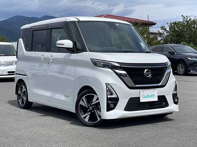 日産 ルークス HWS Gターボ プロパイロットED 山梨県 2023(令5)年 2.4万km ホワイトパール 衝突軽減ブレーキ/社外メモリナビ（CN-F1X10HD）/CD/DVD/BT/フルセグテレビ/アイドリングストップ/クルーズコントロール/両側パワースライドドア/アラウンドビューモニター/ETC/純正LEDヘッドライト/社外デジタルインナーミラー型ドラレコ/スペアキー