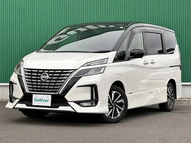 日産 セレナ ハイウェイスター V 宮城県 2021(令3)年 1.2万km ブリリアントホワイトパール 2トーン セーフティパックA/・SRSエアバッグ（サイド/カーテン）/・インテリジェントアラウンドビューモニター/・インテリジェントルームミラー/・ふらつき警報/・ヒーター付ドアミラー/リアオートエアコン/3列目ヒーターダクト/防水シート/＝＝＝/プロパイロット/インテリジェントエマージェンシーブレーキ/踏み間違い衝突防止アシスト/車線逸脱警報/車線逸脱防止支援システム/後側方車両検知警報/後退時車両検知警報/後側方衝突防止支援システム/前方衝突予測警報/コーナーセンサー/純正10インチナビ/・CD/DVD/・Bluetooth/・フルセグTV/ビルトインETC/ドライブレコーダー/ハンズフリーパワースライドドア（両側）/革巻きステアリング/電動パーキングブレーキ/ブレーキホールド/アダプティブLEDヘッドランプ/フォグランプ/オートライト/スマートキー＆プッシュスタート/電動格納ミラー/純正16インチAW/純正ドアバイザー/純正フロアマット/W/サイド/カーテンエアバッグ