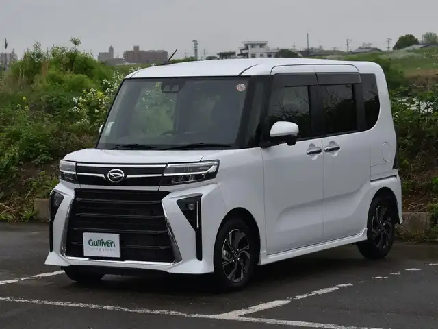 ダイハツ タント カスタム X 福岡県 2023(令5)年 1.3万km シャイニングホワイトパール ワンオーナー/社外メモリナビ/フルセグTV・BT・CD・DVD・FM・AM/全方位カメラ/スマートアシスト/オートハイビーム/クリアランスソナー/純正LEDヘッドライト/両側パワースライドドア/ステアリングスイッチ/電動パーキングブレーキ/ブレーキホールド/保証書・取説・スペアキー
