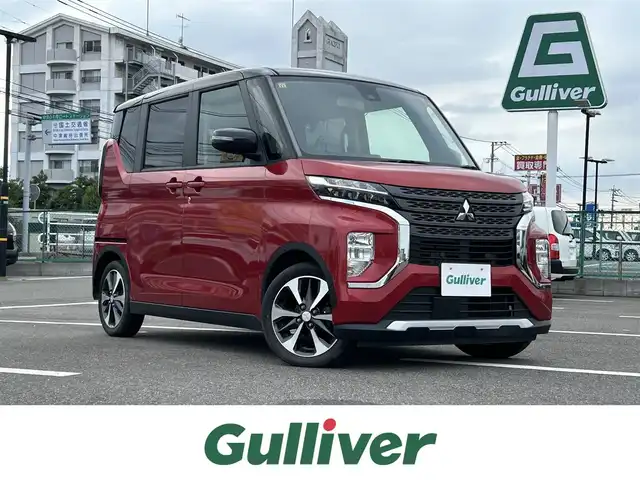 三菱 ｅＫクロススペース G 大分県 2021(令3)年 2.8万km アメジストブラック/レッドM 社外ナビ/Bluetooth/CD/DVD/ETC/衝突被害軽減システム/LEDヘッドライト/コーナーセンサー/フロント/バックソナー/片側パワースライドドア/ハンズフリーオートスライドドア/シートヒーター/ヒルディセントコントロール/プッシュスタート/スマートキー/純正15インチアルミホイール